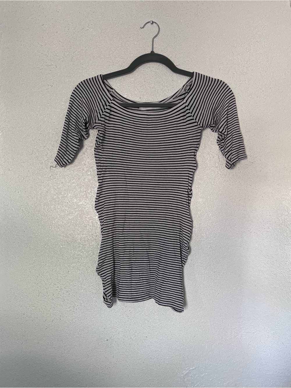 Shasa Black & White Striped Ribbed Tee